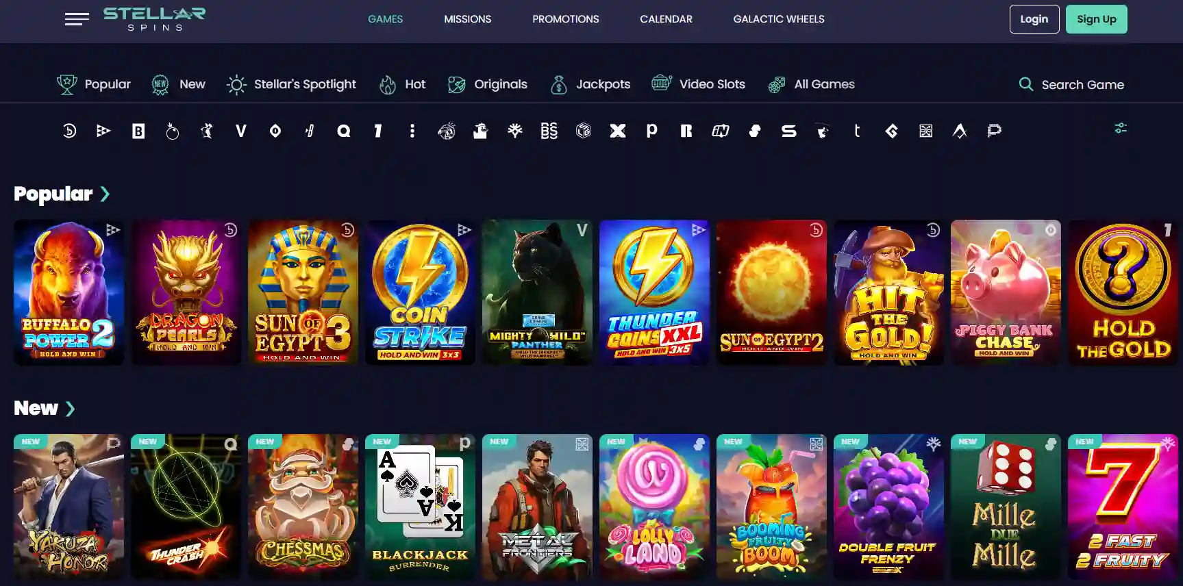 Stellar Spins About page with site navigation and informational casino content.